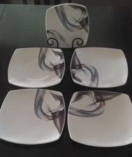 4 Dinner & 2 Salad Square Mikasa KYA Blue & Purple Swirls in EXCELLENT condition picture