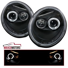 Black Projector Headlights Fits 1998-2005 Volkswagen VW Beetle Halo Left+Right picture