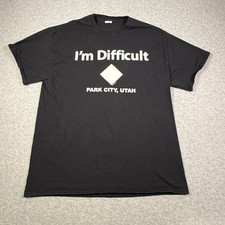 Port & Company Mens I'm Difficult Park City Utah Ski Graphic T-Shirt Black L picture