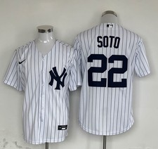 Juan Soto #22 New York Yankees White Pinstripe Stitched Baseball Jersey picture