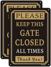 2 Pack Please Keep Gate Closed at All Times Signs 10 X 7 Inches Metal Reflective picture