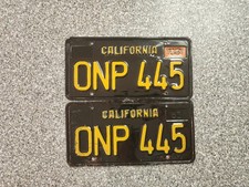 1963 Black California License Plates, 1965 Validation Sticker, DMV Clear, picture