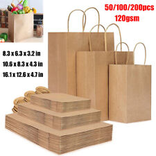 50/200PCS Paper Gift Bags Brown Kraft bag with Handles Bulk Retail Shopping Bags picture
