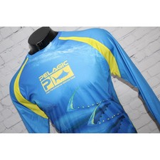 Pelagic Fishing Shirt Mens XL Blue Yellow VaporTek Performance Long Sleeve Tuna picture