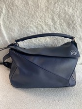 Authentic Loewe Puzzle Bag Navy Blue Calfskin Leather Large Shoulder Crossbody picture