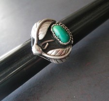 Old pawn navajo sterling turquoise ring 5 3/4 fine details picture
