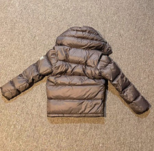 Burberry Boys Black Hooded Down Puffer Jacket M Zip Solid Logo Winter picture