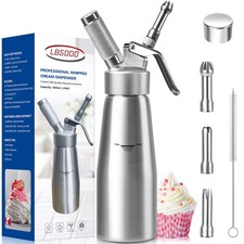 Professional Aluminum Whipped Cream Dispenser, 500ml/1 Pint Leak-Proof Whip C picture
