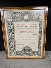 Antique 1935 Belgian School Diploma Sint-Barbaracollege Ghent Framed Academic  picture
