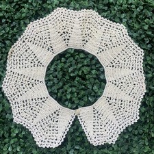 Vintage 70s 1970s Does Edwardian Cream Crochet Collar picture