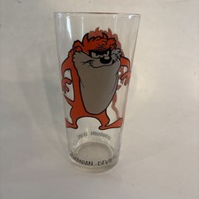 Taz Tasmanian Devil Glass BLACK Writing 1973 Looney Tunes Pepsi Glass-GREAT COND picture