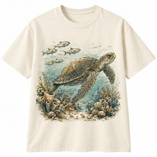 Sea Turtle T-Shirt Vintage Ocean Marine Life Coastal Wildlife Graphic Tee picture