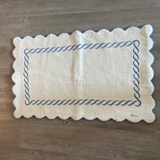 Pratesi Treccia 100% Cotton - Bathroom - Pedestal Mat -  Blue Trim picture