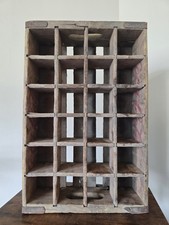 Vintage Coca-Cola Wood Bottle Crate 24 Slot Yellow Red Rustic Soda Carrier picture