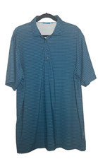 Devereux Polo Golf Shirt Men's Size XL Dark Blue Zig Zag Pattern Stretch picture