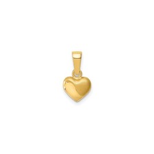 14k Yellow Gold Solid 3D Puffed Heart Pendant, Satin & Polished, 7 x 7mm picture