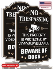 2 Pack No Trespassing This Property is Protected by Video Surveillance Beware of picture