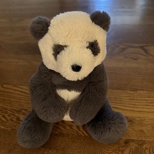 Jellycat Harry Panda Bear Plush Gray White Sitting London Stuffed Toy 10