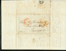 GB 21 SEP 1854 London to Frankfurt DE Stampless FL Crimean War Cholera Content picture