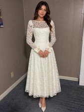 1980’s Alfred Angelo Lace Backless Wedding Dress Sz 6 picture