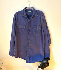 Hercules Men's Blue vintage Long Sleeve ButtonUp Shirt Chest Pockets 1940s 1950s picture