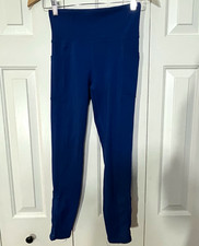 Bally Total Fitness High Rise Ankle Leggings Blue Solid Stretch Women's Sz S picture