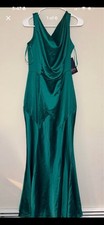 NWT Collectif x ModCloth Vintage Inspo Emerald Satin Cowl Neck Gown UK 14/US 10 picture