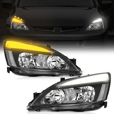 WEELMOTO Pair Headlights Switchback Sequential LED For 2003-2007 Honda Accord picture
