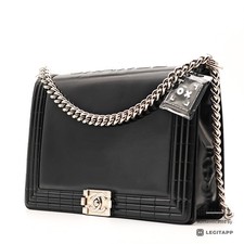 CHANEL Boy CHANEL Patent Leather Black Chain Shoulder Bag 【ImportFeeFREE】 picture