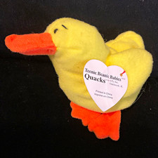 Ty Teenie Beanie Babies Quacks Duck Plush Retired Vintage 1995 picture