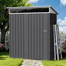 5X3 FT Waterproof Outdoor Storage Shed with Window & Lockable Door, Dark Gray picture