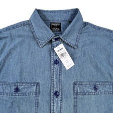 Todd Snyder Work Shirt Men’s XL Blue Indigo Denim Chambray Three Looms NEW picture