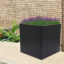 26*26*26inch Steel Planter Box Black Flowerpot Indoor Outdoor Plant Cube Pot picture
