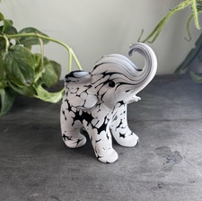 Archimede Seguso Bianco Nero Murano Glass Large Elephant Sculpture VTG 1960s MCM picture