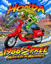 1986 Honda Spree NQ50 Scooter 8x10 Glossy Photo Print Monster Art picture