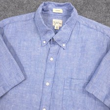 J Crew Baird McNutt Irish Linen Shirt Mens Large Blue Classic Fit Short Sleeve picture