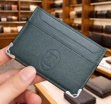 Authentic Cartier Must de Cartier Green Calfskin Card Holder Slim Wallet Gift picture