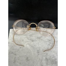 Vintage Shuron Eyeglasses Gold Rimless Round Cable Temple 1/10 12K GF 4.5in picture