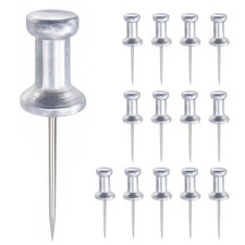 Premium Metal Push Pins 30 Pack – Aluminum Head Thumb Long, Sliver picture