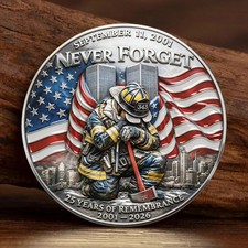 9/11 Never Forget 343 Firefighter Memorial Challenge Coin 2001-2026 FDNY picture