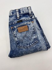 Vintage Wrangler 13MWZS 29X32 Fit (26X30.5) Acid Wash Blue Denim Jeans USA picture
