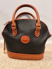 Dooney & Bourke Domed Satchel Black Tan Leather picture