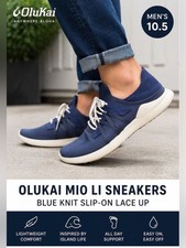OluKai Mio Li Sneakers Blue Knit Slip-On Lace Up Men’s 10.5 Casual Comfort picture