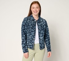 Quacker Factory Women's Jacket Sz XL Floralicious Snap Front Blue A681255 picture