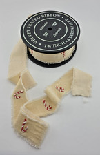 Anthropologie Terrain Candy Cane Embroidered Ribbon, Ribbon IVORY By the YARD picture