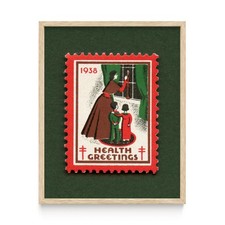 Vintage 1938 Christmas Seal Art Print Tuberculosis Fundraising Candles Deor Fram picture