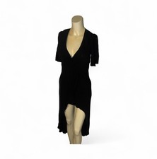 Reformation Size 6P Westport Flutter Sleeve Midi Dress V-Neck High Low Black New picture