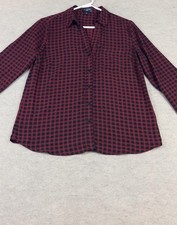 The Limited Ashton Women's Button-Up Blouse Medium Red and Black Checkered picture
