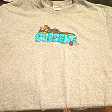 Supreme x DC Comics Catwoman Men's Gray Graphic Logo Crew Neck Tee Shirt XL picture