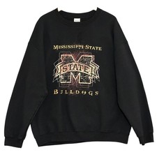 VTG Mississippi State Bulldogs MSU Sweatshirt Gildan Black XL NCAA College Retro picture